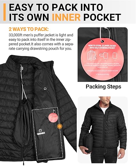 Mens Winter Lightweight Jacket Warm Short