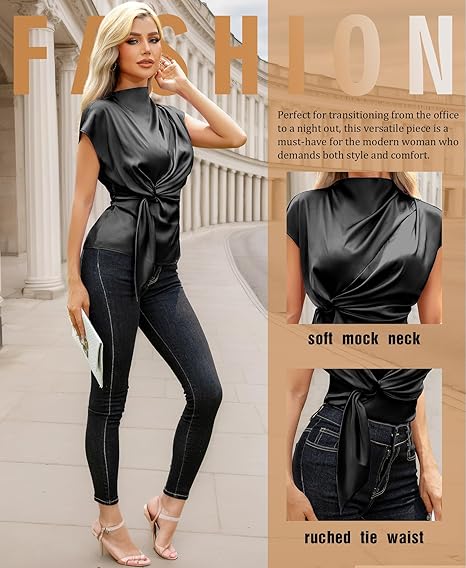 Tunic Tops Blouse for Women - Ladies Silk Satin